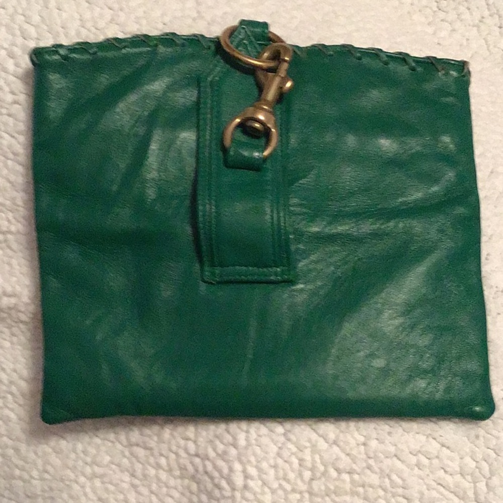 Green Leather Fold Clutch